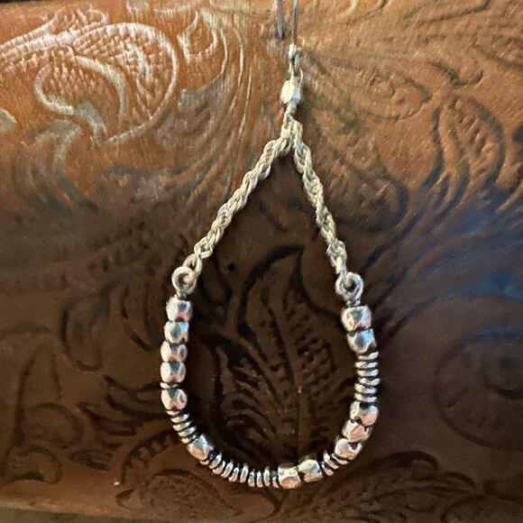 Silver Teardrop Earrings with Beads - Picture 2 of 4